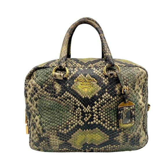 Prada Cervo Lux Printed Snakeskin Leather Tote - Picture 1 of 14